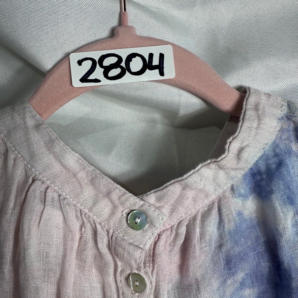 Cloth & Stone Anthropologie XL Linen Tie Dye Ruffle Cap Sleeve cloud costal boho - Picture 7 of 7